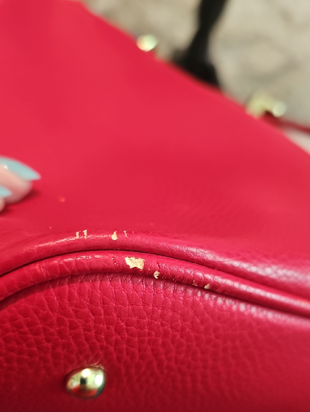 Kenneth Cole Reaction Red Leather Shoulder Tote - Picture 6 of 16